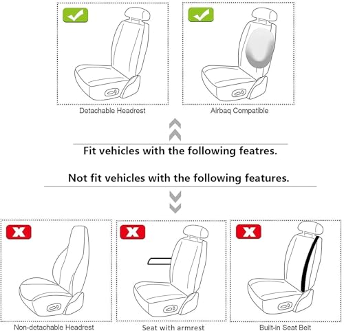 GIANT PANDA Front Car Seat Covers, Bucket Seat Covers, Leather Low Back Auto Seat Covers for Cars, Trucks, Jeep, Van, SUV, Pickup, Airbag Compatible (Beige+Black) - color: Beige(Separate headrest)