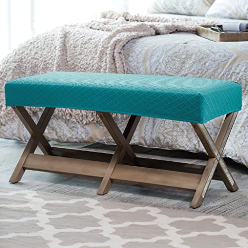 Fuloon Stretch Jacquard Dining Bench Cover - Anti-Dust Removable Bench Slipcover Washable Seat Cushion Protector for Bedroom, Kitchen, Hotel, Banquet (Peacock Blue) - color: Peacock Blue