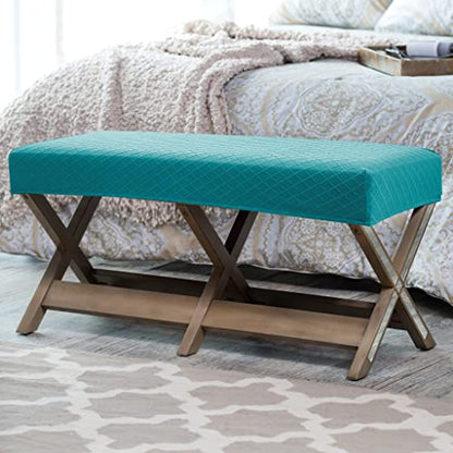 Fuloon Stretch Jacquard Dining Bench Cover - Anti-Dust Removable Bench Slipcover Washable Seat Cushion Protector for Bedroom, Kitchen, Hotel, Banquet (Peacock Blue) - color: Peacock Blue