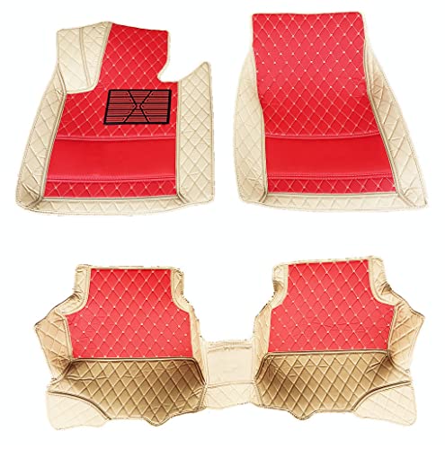 Custom All-Weather Protection Luxury Leather Floor Mats for Cars SUVs Trucks According Anti-Slip Leather Floor mats ﻿ (27,Beige and Red Beige) - color: 27,Beige and Red Beige