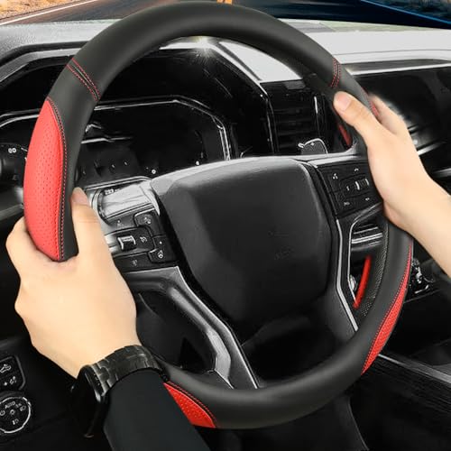 Car Steering Wheel Cover for Chevy Silverado 1500 2500 3500, Chevrolet Steering Wheel Cover for Tahoe, Equinox,Traverse,Colorado,Red