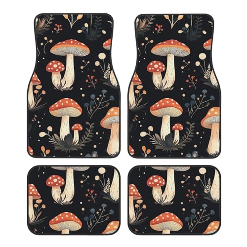 OSAM SPACE Cute Mushroom Plants Car Floor Mats Set of 4 All Weather Trunk Mat Anti-Slip Automotive Carpet Decor Rugs Universal Car Accessories - color: Cute Mushroom Plants