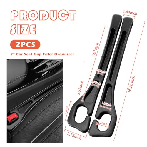 2PCS Car Seat Gap Filler Organizer with Storage Slots,Upgraded Car Gap Filler for Storing Phones,Keys,Items,Plug & Play No Drop Seat Guard for Cars Avoid Items Falling