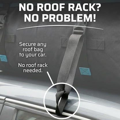 6 Cargo Tie Down Door Hook Straps for Rooftop Cargo Carrier, Patented Heavy Duty Flat Hooks, Roof Rack Clips for Car Top Bag, Luggage Straps for Car, Replacement Parts, No Roof Rack Required