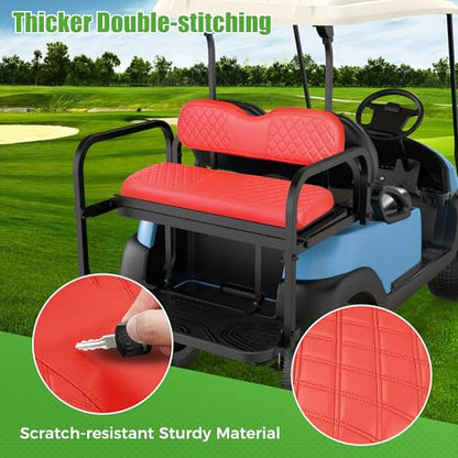 10L0L Golf Cart Seat Cover Universal Leather Rear Seat Cover for Yamaha, EZGO, Club Car - Soft PU Leather and Fitting Memory Foam, 3D Diamond Pattern, Durable Waterproof, Easy to Clean