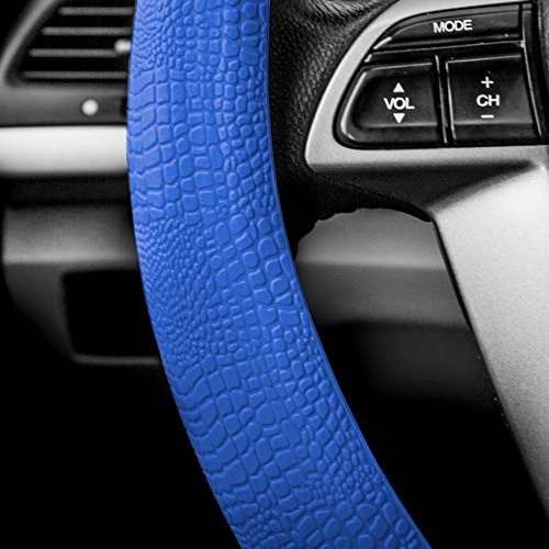 FH Group Universal Fit Silicone Snake Pattern with Massaging Grip Dark Steering Wheel Cover fits most Cars, SUVs, Trucks, and Vans Dark Blue - color: Dark blue