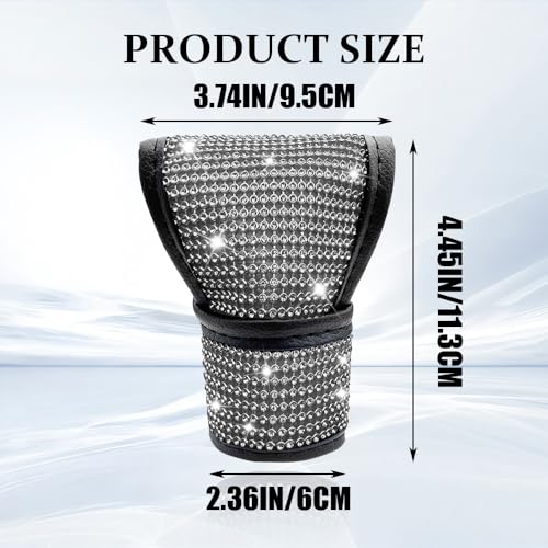 Bling Auto Gear Shift Knob Cover, Rhinestones Car Knob Gear Stick Protector, Sparkly Crystal Car Shifter Lever Cover, Universal Bling Interior Decoration Accessories for Women Girls