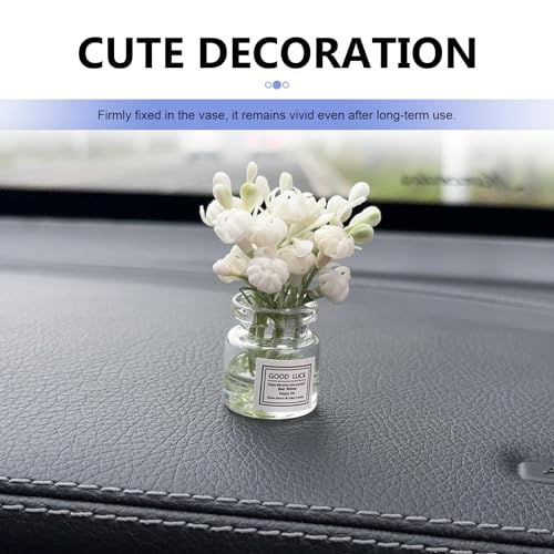 3 PCS Mini Daisy Flower Car Dashboard Decoration, Cute Glass Vase Car Interior Accessories for Women, Self-Adhesive Daisy Dashboard Ornament, Universal for Most Cars Trunks SUVs