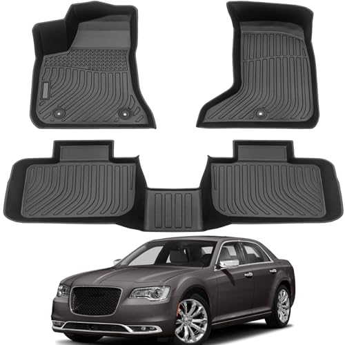 All Weather Rubber Car Floor Mats Compatible with 2011-2023 Chrysler 300 AWD(Not for RWD) & 2011-2022 Dodge Charger, Full Set Includes 1st and 2nd Rows Maximum Coverage, Laser Measured, Non Slip - size: 2011-2023 300/Charger