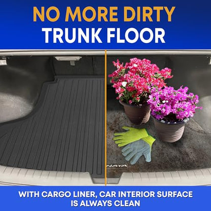 Premium Cargo Liner for Hyundai Sonata 2015-2019 - 100% Protection - Custom Fit Car Trunk Mat - All-Season Black Cargo Mat - 3D Shaped Laser Measured Trunk Liners for Hyundai Sonata 2015-2019.