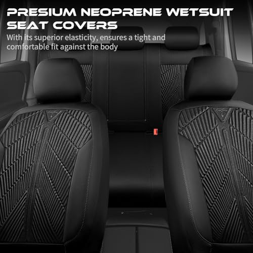 CAR PASS Waterproof Car Seat Covers Full Set,Neoprene Wetsuit, All-Weather Non-Slip Durable, Universal Fit for SUV, Sedans, Trucks, Vans, with Armrest & Airbag Compatibable, All Black - color: ALL Black, size: Full Set