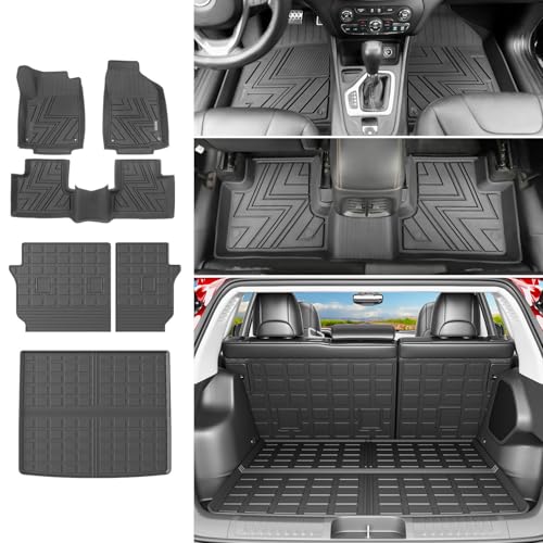 powoq Floor Mats Compatible with 2019-2023 Jeep Cherokee Cargo Mat Floor Liner Replacement for 2019-2023 Jeep Cherokee Accessories (Not for Grand Models) (Trunk Mat+Backrest Mat+Floor Mats) - size: Compatible with Jeep Cherokee | 2019-2023