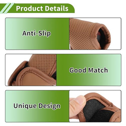 Universal Gear Shift Knob Cover Stick Shifting Handle Protector Automotive Manual Leather 1 Pc Anti-Slip Brown