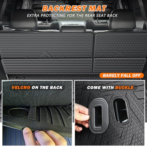 KUST Trunk Cargo Mat for Jeep Grand Cherokee 2011-2021, TPE Rubber Trunk Liner with Backrest Mat for Grand Cherokee Accessories All Weather Back Seat Protector Rear Cargo Liner Raised Edge - size: For 2011-2021 Grand Cherokee | Backrest Trunk Mat