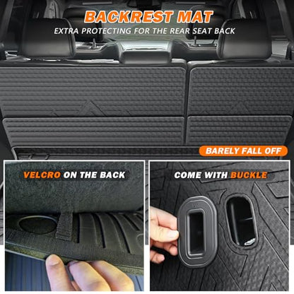 KUST Trunk Cargo Mat for Jeep Grand Cherokee 2011-2021, TPE Rubber Trunk Liner with Backrest Mat for Grand Cherokee Accessories All Weather Back Seat Protector Rear Cargo Liner Raised Edge - size: For 2011-2021 Grand Cherokee | Backrest Trunk Mat