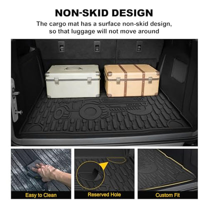 TTX LIGHTING Bronco 4-Door Cargo Liner - Custom Fit Trunk Mats for Ford Bronco 2021-2026 4 Door Cargo Mat All Weather Cargo Tray Black