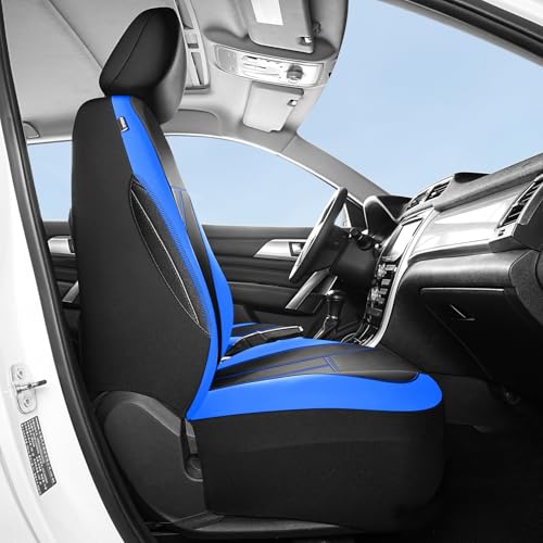 HChengkikz Car Seat Covers Front Seat, Waterproof Neoprene Car Seat Covers, Car Seat Cover Airbag Compatible, Universal Fit for Most Cars, Trucks, SUVs (Black + Blue) - color: N816 Black Blue, size: Front Seat