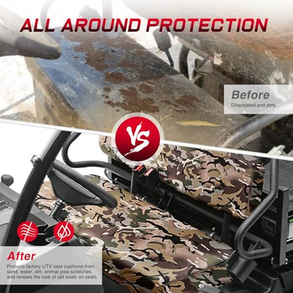 Mule Seat Cover, UTV Front Bench Seat Cover Fit for Mule 3000 3010 3020 4000 4010 2001-2024,1680D Oxford Fabric Waterproof Camo