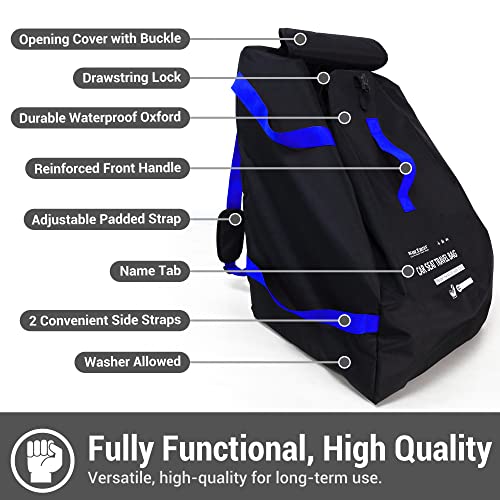 Car Seat Travel Bag Backpack for Air Travel - Karfast Universal Infant Carseat Gate Check Bag Cover for Airplane, Foldable with Pouch, Blue - color: DarkBlue