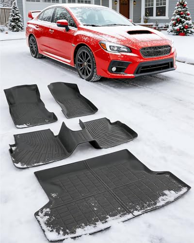 DrCarNow All-Weather Car Floor Mats Compatible with Subaru WRX 2022 2023 2024 2025 2026 Trunk Liner, Anti-Slip TPE Waterproof Heavy-Duty Black Full-Season Protection