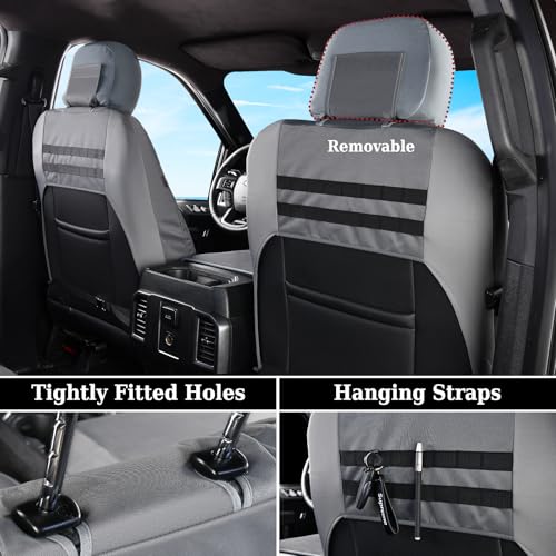 Coverado Front Seat Covers, Waterproof Oxford Seat Protector for Car Seat Cushions for Kids & Dogs, Compatible with 2015-2026 Ford F150 & 2017-2026 Ford F250 F350 F450 (Gray, 2PCS),