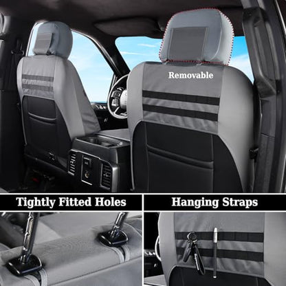 Coverado Front Seat Covers, Waterproof Oxford Seat Protector for Car Seat Cushions for Kids & Dogs, Compatible with 2015-2026 Ford F150 & 2017-2026 Ford F250 F350 F450 (Gray, 2PCS),