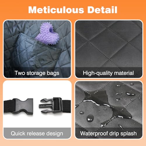 Car Hammock for Dogs Back Seat – 100% Waterproof Heavy Duty 600D Oxford Dog Backseat Cover, Scratch-Proof & Nonslip Dog Hammock for Car, Multi-use Back Seat Dog Hammock, and for Trucks & SUVs