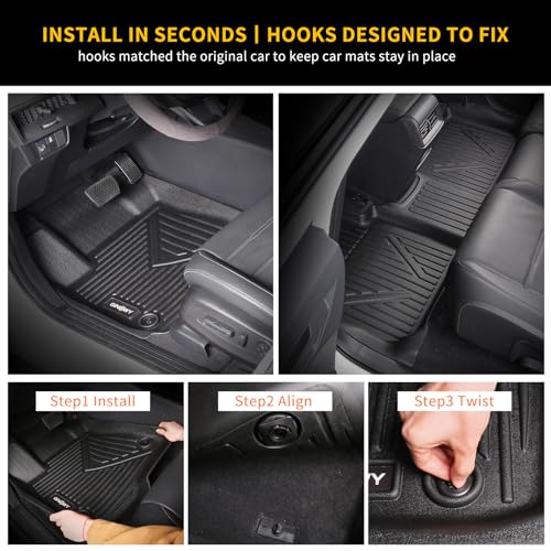 GINOWY- Floor Mats & Cargo Liner for Kia Seltos 2020-2023, TPE All Weather Protection Seltos Car Mats, Custom Floor Liners Non-Slip Trunk Mat, Waterproof Accessories Black - style: 30) for KIA Seltos 2020-2023 Full Set
