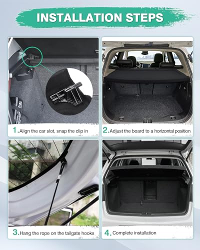 Powerty Cargo Cover for Volkswagen Golf GTI Mk6 2010 2011 2012 2013 2014 Trunk Cover Retractable Trunk Shielding Shade Accessories for VW Golf 6 Cargo Luggage Cover No Gap - size: 8) VW Golf GTI MK6 | 2010-2014