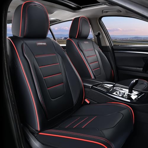 Coverado Seat Covers, Car Seat Covers Front Seats, Car Seat Cover, Car Seat Protector Waterproof, Car Seat Cushion Nappa Leather, Seat Covers for Cars Carseat Cover Universal Fit for Most Cars-Redline - color: Redline, size: Front