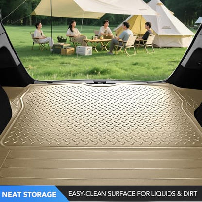 PIC AUTO Heavy Duty Cargo Liner, Trimmable All-Weather Rubber Trunk Mat for Cars, SUVs, Vans & Trucks, Anti-Slip Backing, Durable Protection, Large, Beige - color: Beige