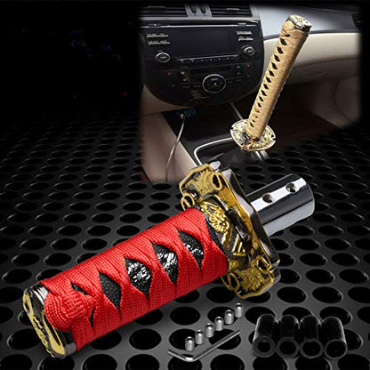 JDMBESTBOY Samurai Sword Red Black Shift Knob Shifter Alloy Katana Adapters Universal 10cm - color: Red Black, size: 10cm