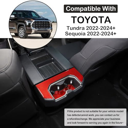 Aunginsy Car Rear Seat Central Armrest Cup Holder Cup Panel Trim Sticker Compatible with Toyota Tundra/Sequoia 2022-2024 Car Back Center Console Cup Holder Decorative Frame Protect Cover Accessories - size: Rear Cup Holder Panel Trim