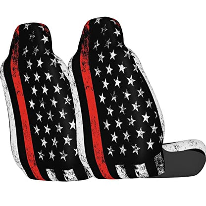 Dujiea USA Patriotic Firefighter Flag Car Front Seat Covers 2 Pcs Universal Auto Seat Covers Front Seats Only, Vehicle Bucket Seat Protectors Fit for Most Car SUV Sedan and Truck - color: USA Patriotic Firefighter Flag