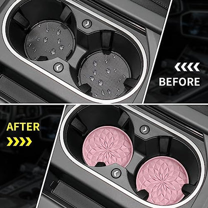 Car Coasters for Cup Holders [4 Pack] - 2.75In Silicone Auto Mug Mats - Universal Non-Slip Recessed Car Interior AccessoriesDusty Rose - color: 4 Pack-dusty Rose