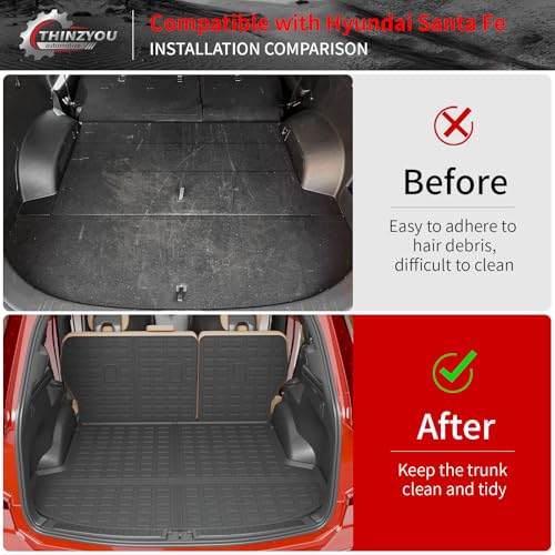 Cargo Liner Compatible with 2021-2023 Hyundai Santa Fe 5 Seats Trunk Liner Cargo Mat TPE All Weather Back Seat Cover Protector 2022 Santa Fe Accessories (Trunk Mat+Backrest Mats) - style: For Hyundai Santa Fe | 2021-2023
