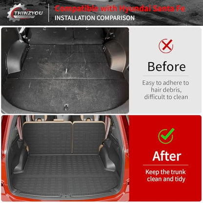 Cargo Liner Compatible with 2021-2023 Hyundai Santa Fe 5 Seats Trunk Liner Cargo Mat TPE All Weather Back Seat Cover Protector 2022 Santa Fe Accessories (Trunk Mat+Backrest Mats) - style: For Hyundai Santa Fe | 2021-2023
