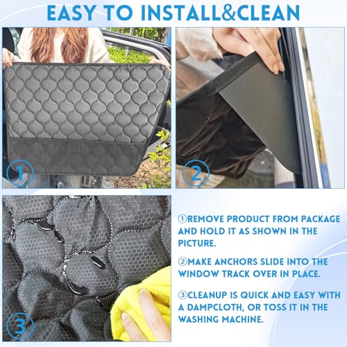 Dog Car Door Protector Universal Extra Thick & Big Pet Vehicle Door Guard Cover with Storage Pockets for Sedans, Trucks, SUVs, Anti-Scratch Nonslip Machine Washable Black (2 Pack)