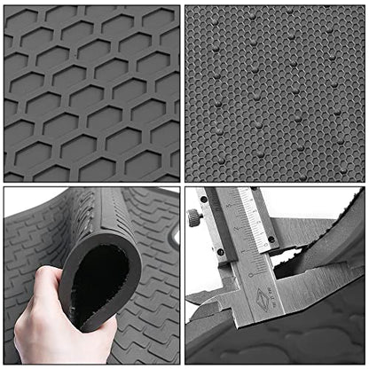 IKON MOTORSPORTS, Custom Fit Floor Mats Compatible with 2008-2017 Mitsubishi Lancer, Gray/Grey Latex Rubber All Weather Car Auto Carpets Liner 5PC Protector, 2009 2010 2011 2012 2013 2014 2015 2016