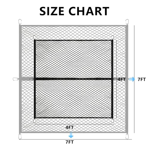 Cargo Net Suitable for Daily Light Loads of SUV Trucks,Mesh Organizer 4'x4' Stretches to 7'x7',Highly Elastic Truck Bed Net for Pickup Truck Bed - size: 4'x4'