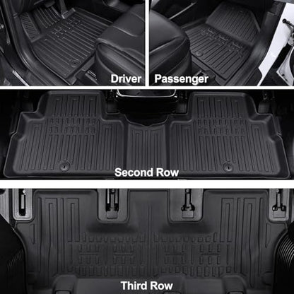Floor Mats for 2020-2025 Kia Telluride 7/8 Passenger (NOT fit 2027), All Weather TPE Durable Cargo Liner with Backrest Mat Interior Protection for 2025 Kia Telluride AWD - style: Floor Mats Set