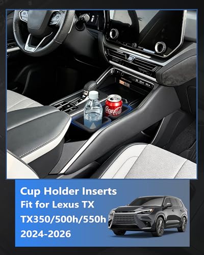 Cup Holder Inserts for 2024-2026 Lexus TX (TX350 TX500h TX500h+), Silicone Non-Slip Cup Holder Coaster Liner, Anti-Spill & Noise Reduction, Easy Clean Car Interior Accessories - size: For LEXUS TX 24-26