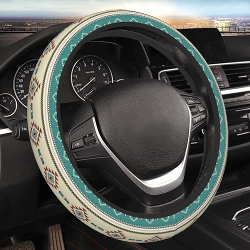 Western Steering Wheel Cover Cute Universal 15 Inch Car Accessories Protector for Women Fit Auto SUV Sedan Vans Trucks - color: Native Indian Western Tribal