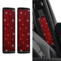 2PCS Bling Seat Belt Covers, Seat Belt Cover Pad, Car Seatbelt Shoulder Pads with Rhinestone, Auto Accessories Comfortable Automotive Neck Shoulder Mat Cushion for Car Truck SUV (Red) - color: Red