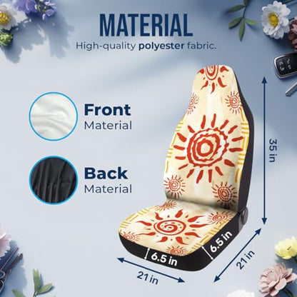 Bohemian Sun Car Seat Covers Set of 2, Breathable Front Seat Covers for Truck Sedan SUV, Boho Car Accessories, Boho Gift for Women Men - color: Boho Sun