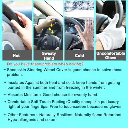 Furry Fluffy Wool Sheepskin Car Steering Wheel Cover for Girls Women Universal car 14 1/2-15 1/2inchs(Grape Red) - color: Grape Red