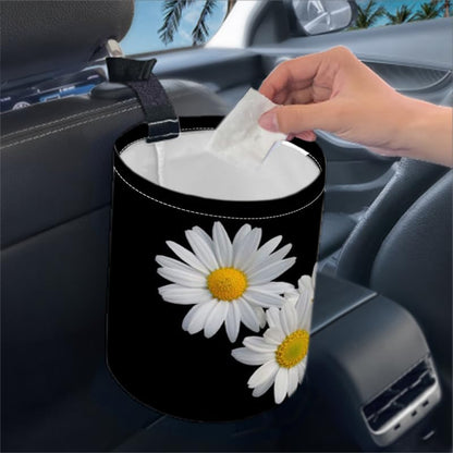 Portable Reusable Waterproof Car Trash Bin, Multipurpose Vehicle Organizer, Road Trip Essentials (Daisy)