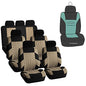 FFH Group Three Row Set 7 Seater Beige Travel Master Car Seat Covers, Airbag and Split Rear Car Seat Cover Universal Fit Interior Accessories for Cars Trucks SUV, Automotive Seat Covers - color: Beige