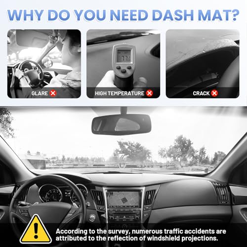 Sunsdrew Dash Cover for Hyundai Sonata 2011 2012 2013 2014 Dashboard Cover Mat for Sonata Suede Dash Mat Accessories Sun Shade Nonslip Mesh Protector No Glare - size: 11-14 Hyundai Sonata Dash Cover