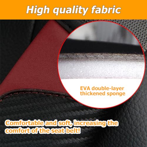 2PCS Car Seat Belt Cover, Carbon Fiber Seatbelt Shoulder Protection, Soft Car Seat Belt Strap Cushion Protect Your Neck and Shoulder, Car Accessories Seat Belt Pad for Car Truck (Wine Red) - color: Wine Red